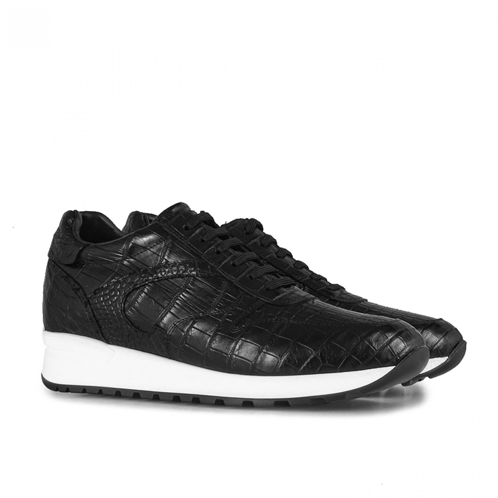 LOUIS VUITTON Black Croc Leather Men Sneaker
