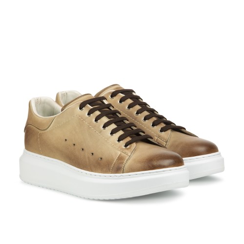CURACAO - Elevator Sneakers in Full Grain Leather from 2.4 to 3.1 inches 