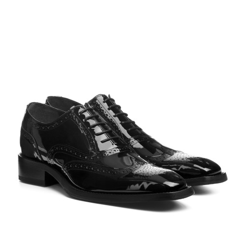 Black Lake - Elevator Dress Shoes in Varnish Leather from 2.4 to 3.1 inches 