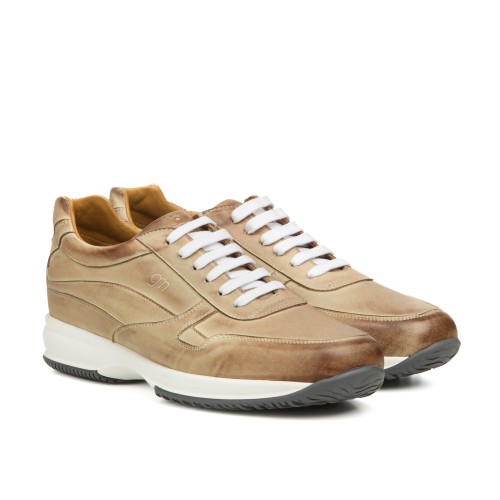 Dubai - Elevator Sneakers in Full Grain Leather from 2.4 to 4 inches 