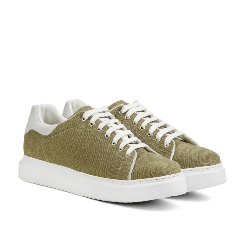 Ginostra - Elevator Sneakers in Raffia Fabric from 2.4 to 3.1 inches 