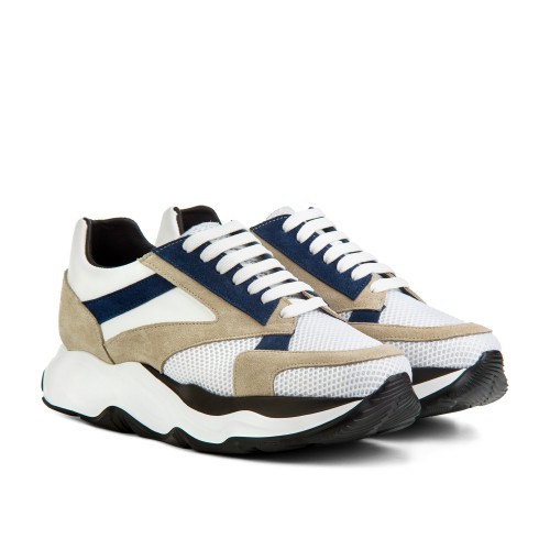 Sutri - Elevator Sneakers in  Mix of leathers/fabric from 2.4 to 4.3 inches 