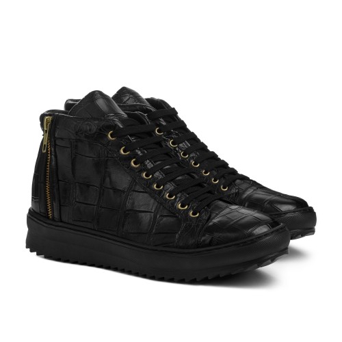 Erice - Elevator Sneakers in Crocodile Leather up to 2.75 inches