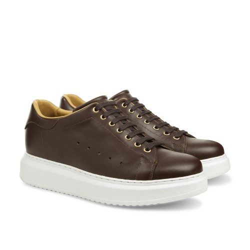 Paestum - Elevator Sneakers in Full grain Leather from 2.4 to 3.1 inches 