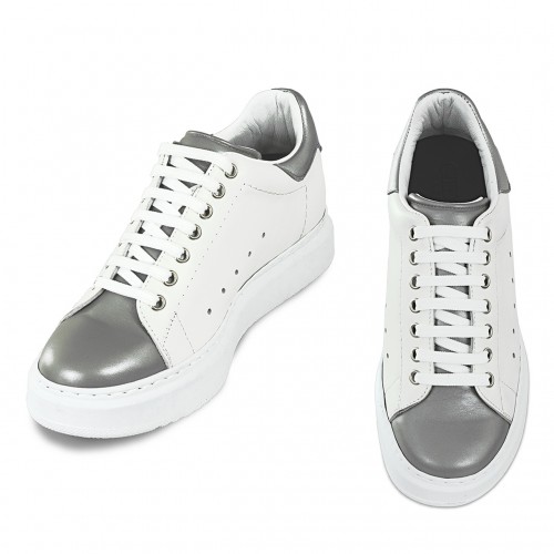 Silver spring - Elevator Sneakers in Full Grain Leather from 2.4 to 3.1 inches 
