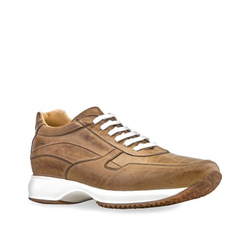 Dubai W - Elevator Sneakers in Full Grain Leather from 2.4 to 4 inches 